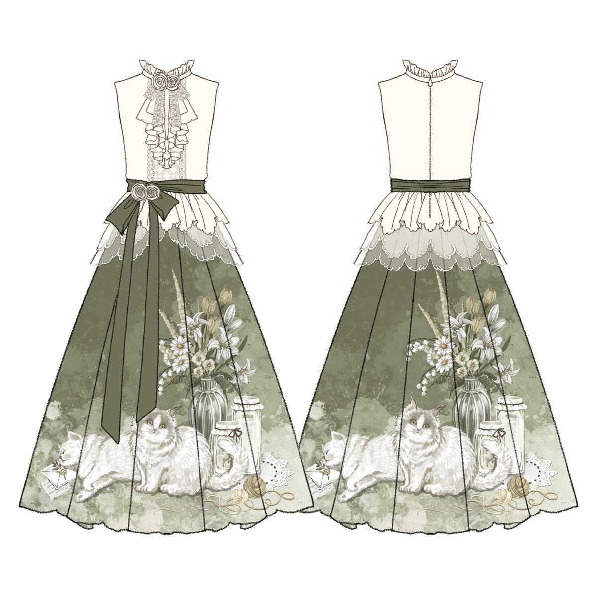 白花 中華風ロングスカートセットアップ