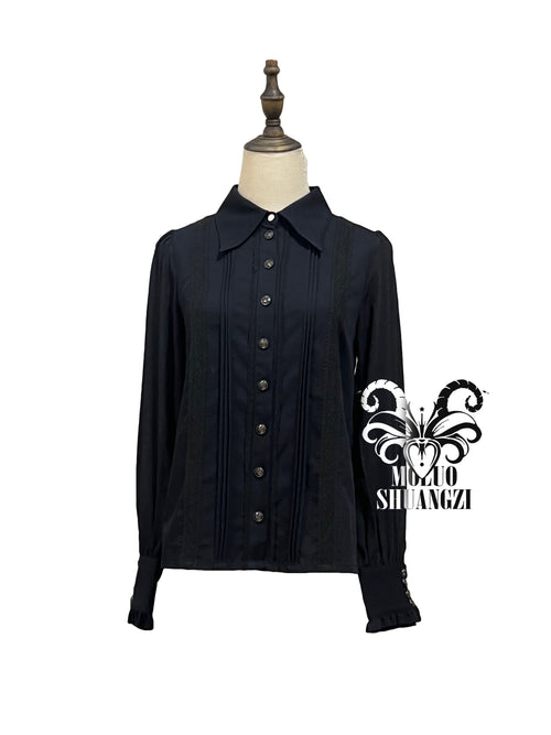 Random Cutting Blouse with Ribbon Tie