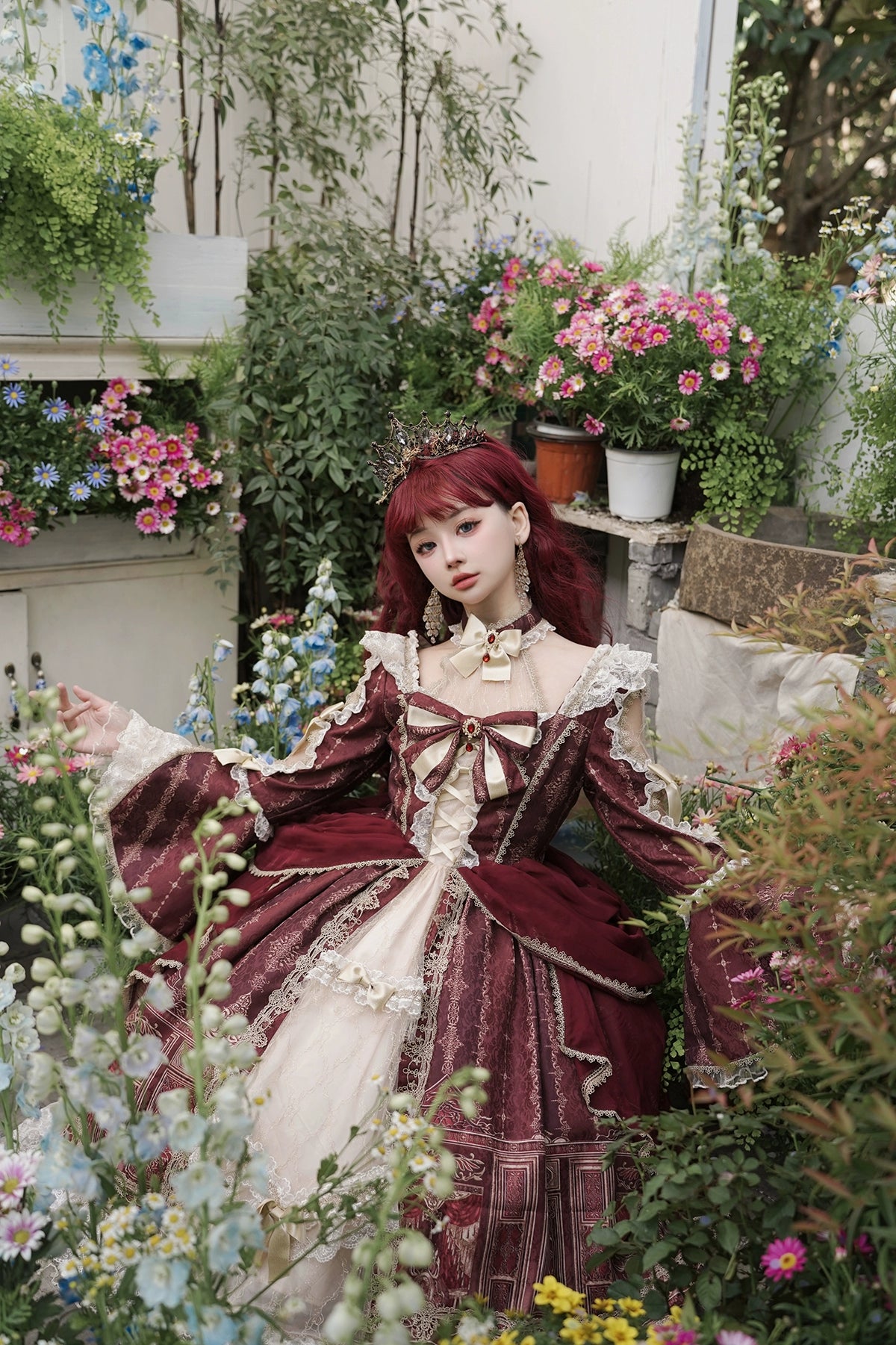 Baroque Palace Burgundy Princess Dress