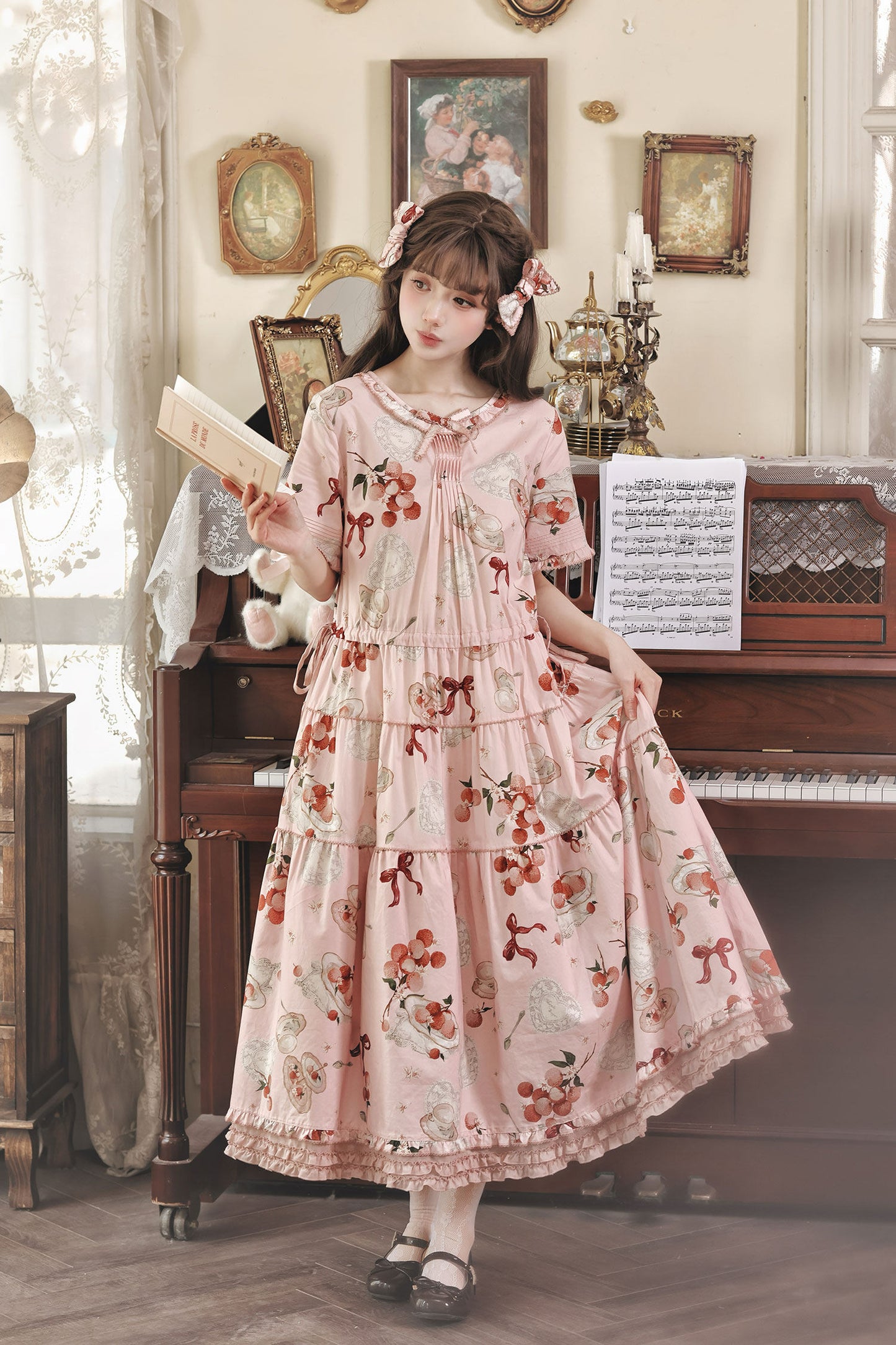 【受注予約1/22まで】Litchi Tea プリントワンピース