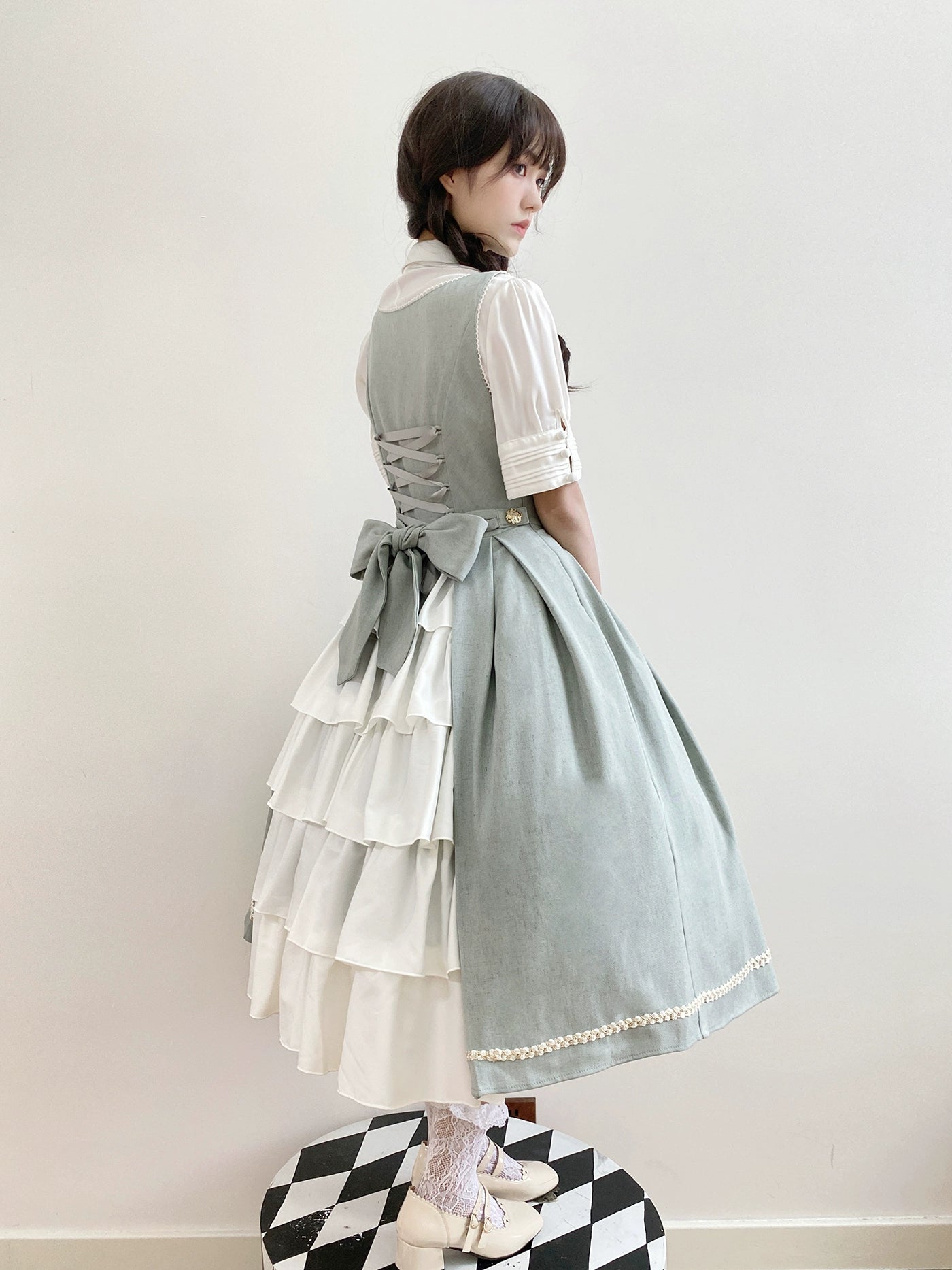 [Pre-orders available until 9/29] Bright Moon Corset Jumper Skirt, Plain Type [Light Blue]