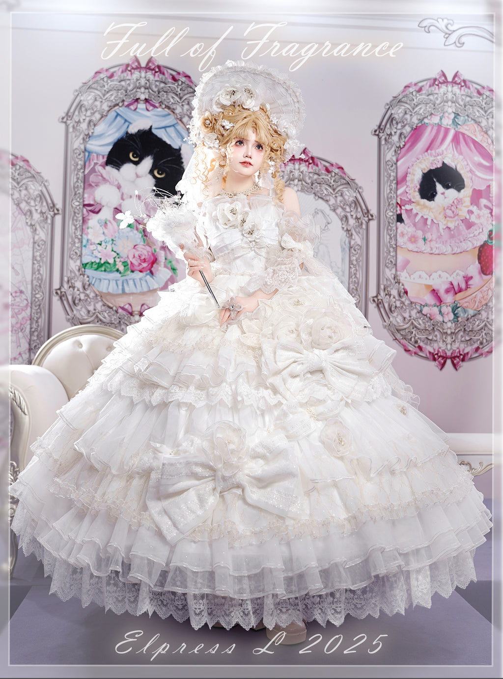 [Pre-orders available until 2/26] Full of Fragrance Dress with Train and Inner Skirt - White