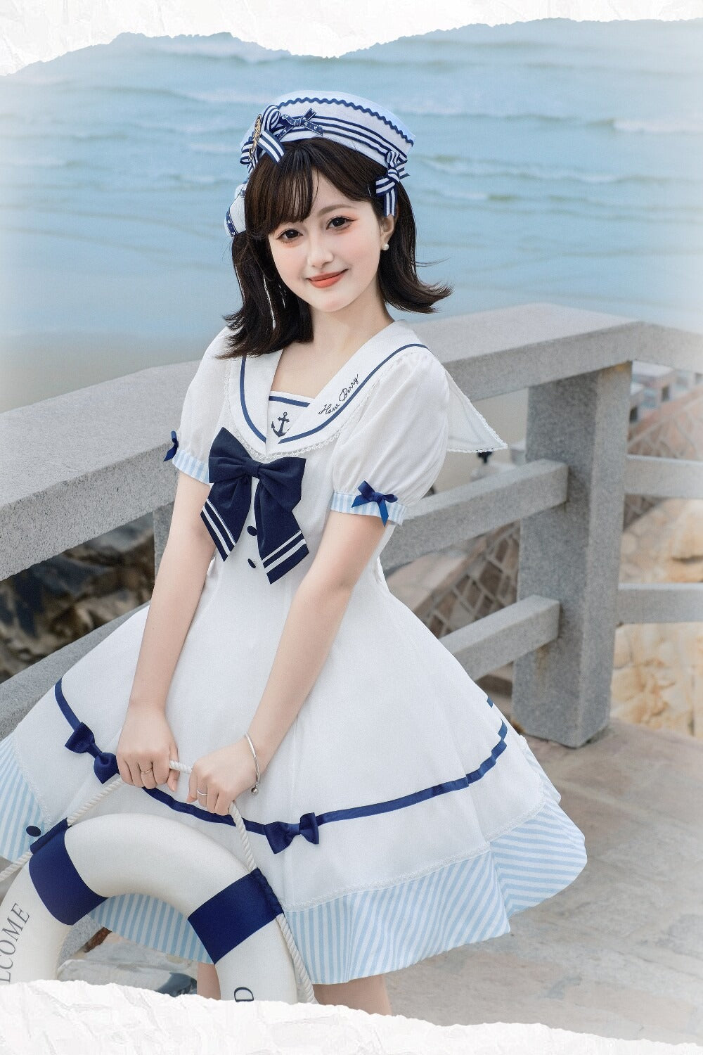 受注予約7/30まで】Blue Sky Marine セーラーワンピース – ロリータ