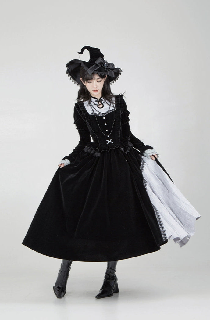 アシンメトリーデザイン ロング丈魔女ワンピース – ロリータ アシンメトリーデザイン ロング丈魔女ワンピース – ロリータ
