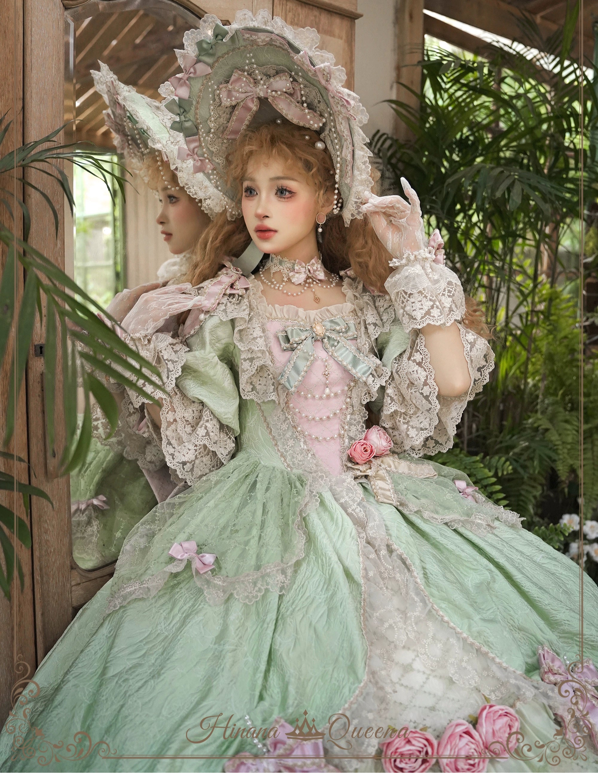 【受注予約6/26まで】Mirror Snow White プリンセスロングドレス・パステルグリーン