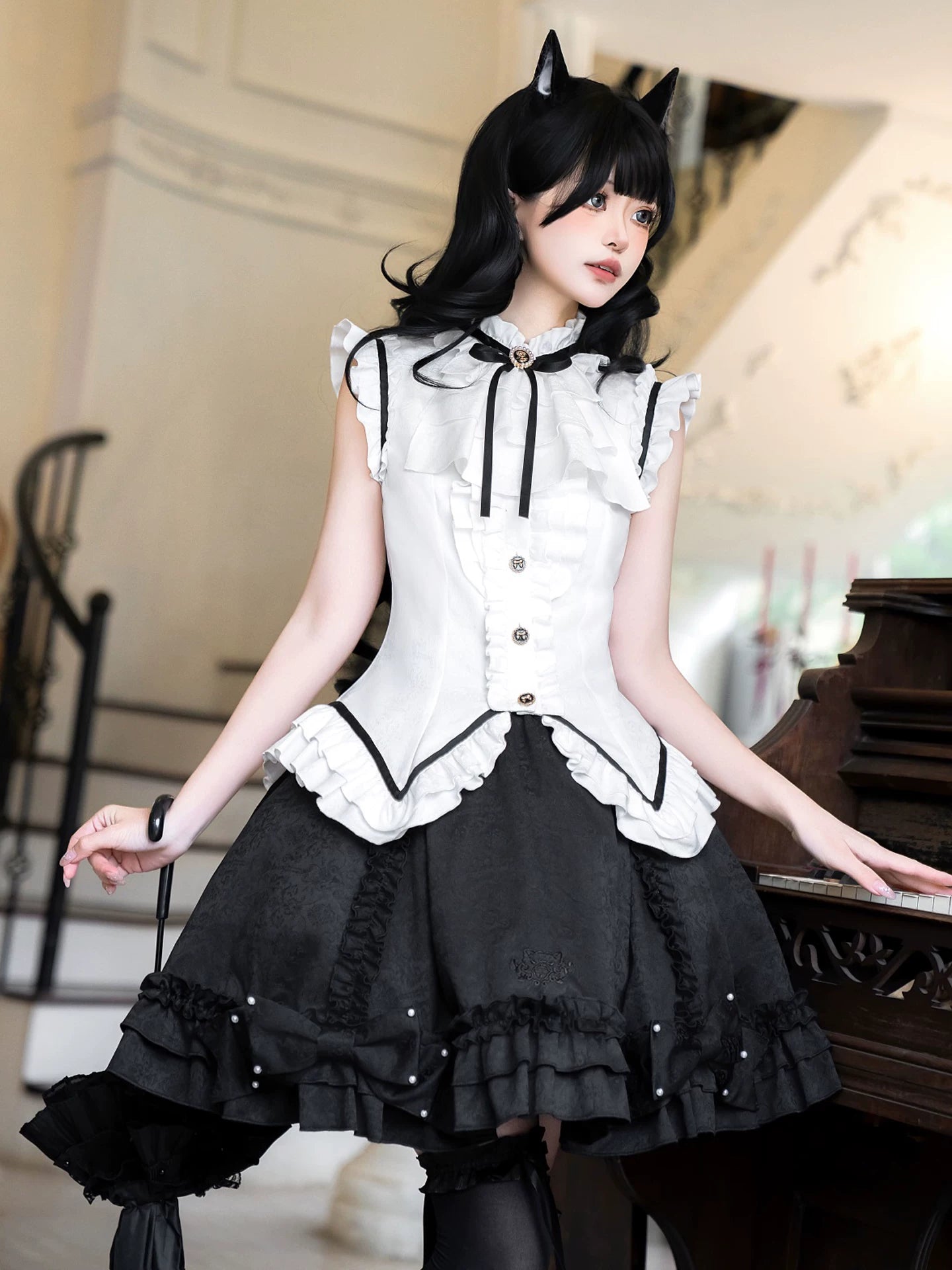 黒猫のお嬢様 ミニスカートセットアップ