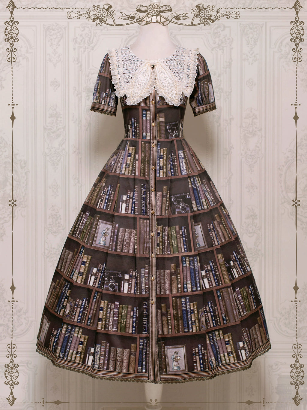 【受注予約6/19まで】Kitty Bookshelf 半袖ワンピース