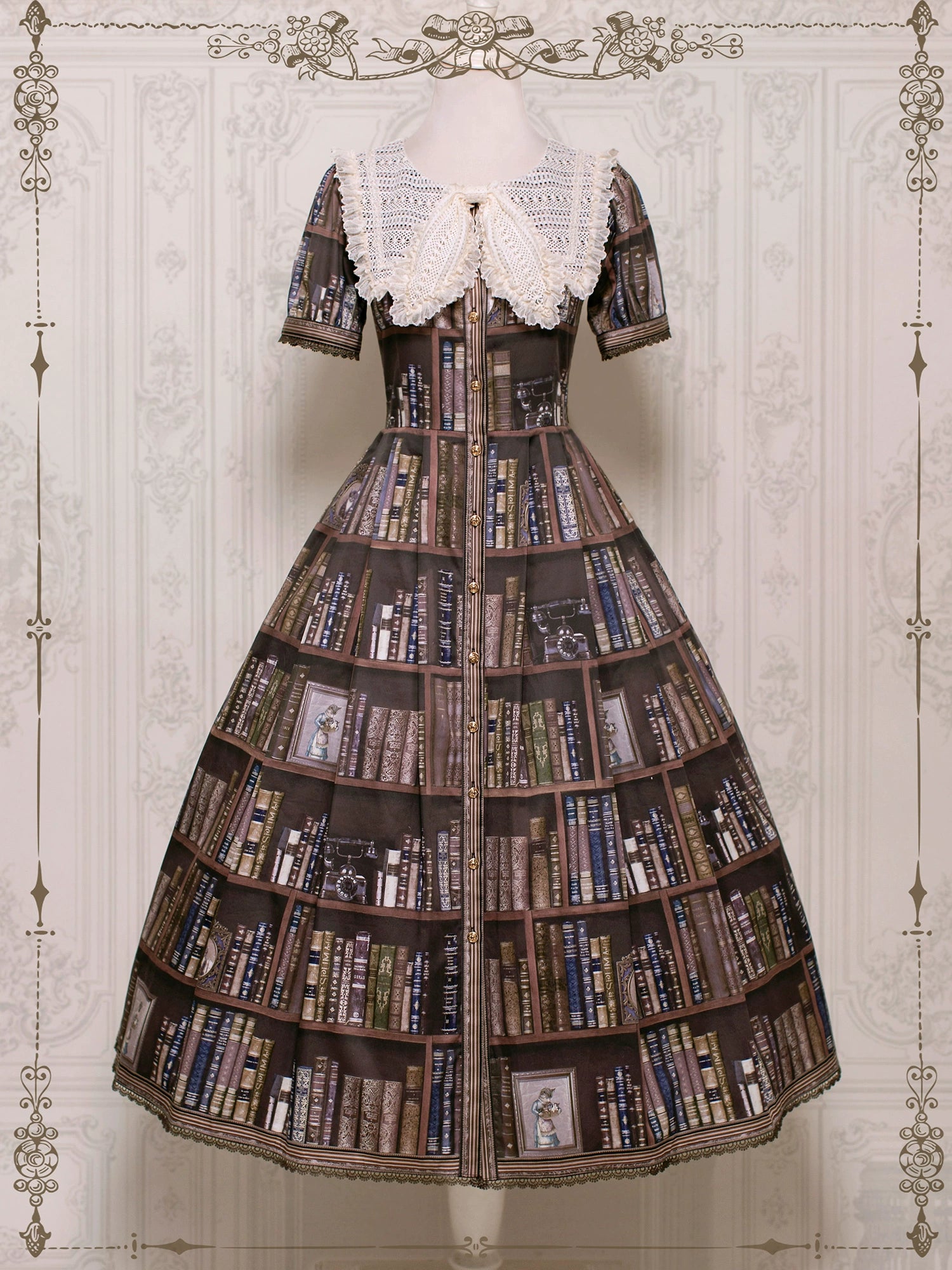【受注予約6/19まで】Kitty Bookshelf 半袖ワンピース