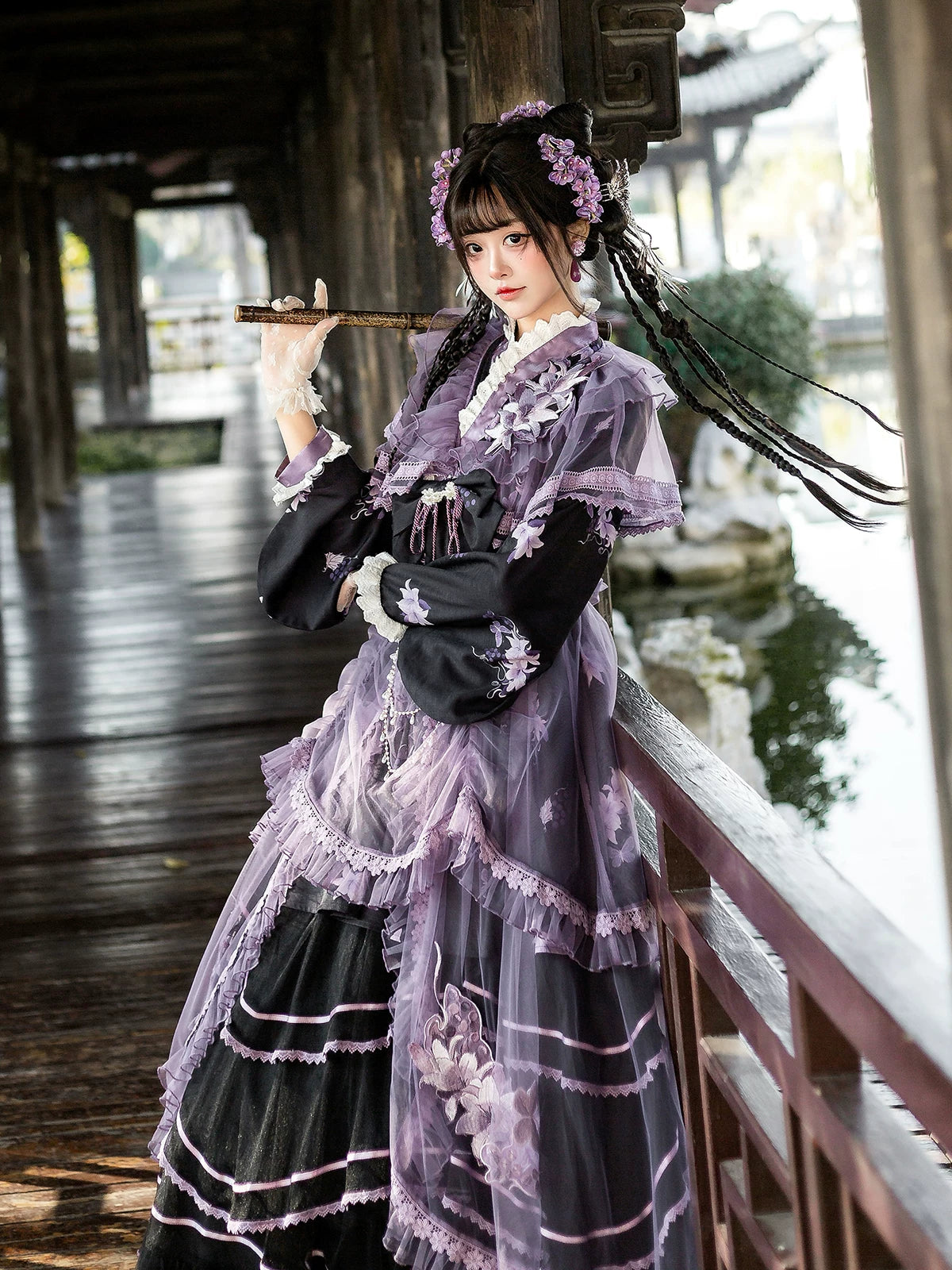 Purple Silk Lily 華ロリドレスセット