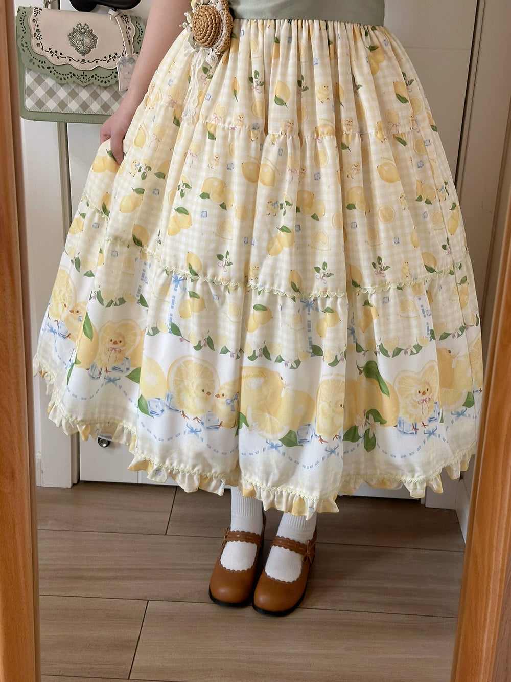 【予約販売】Lemon Sweetie プリントジャンパースカート・ロング丈