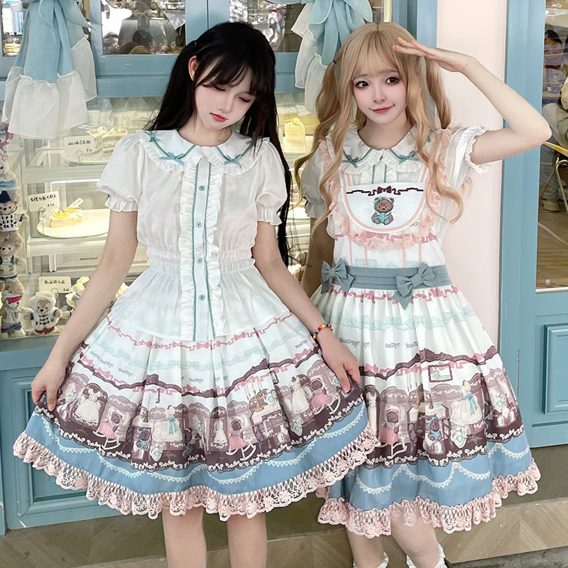 こぐまちゃんのドールハウス カラーリボン半袖ブラウス