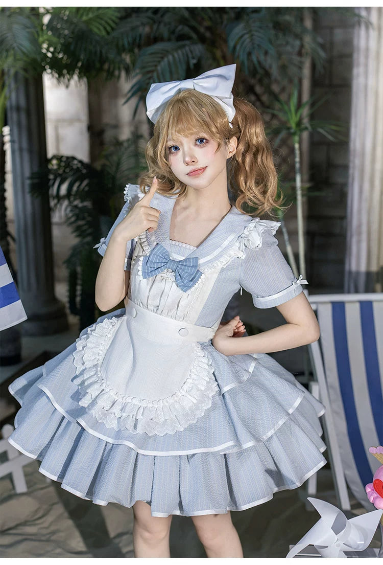 【予約販売】Seven Day Bell マリン風ショート丈ワンピースとエプロン