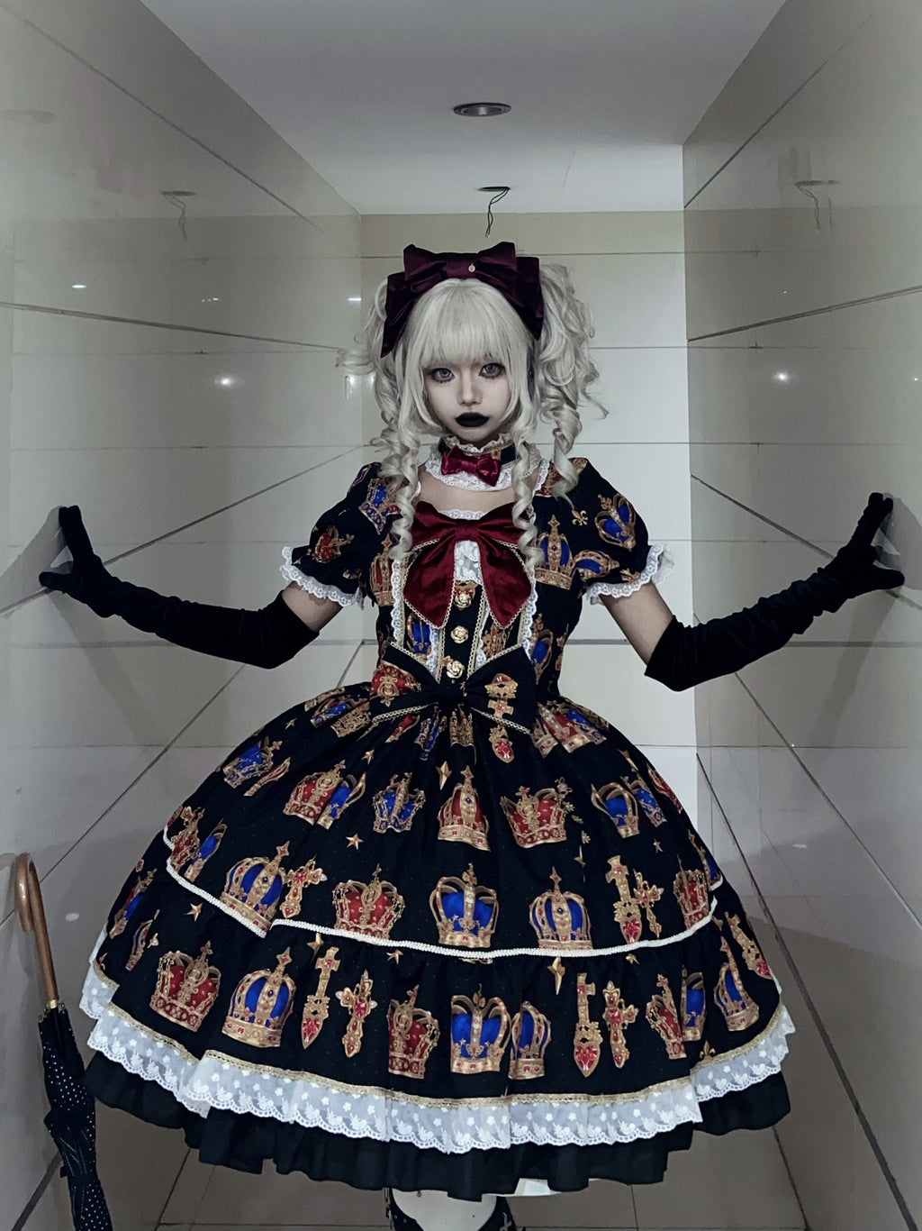 【再販・受注予約3/9まで】Star Crown ベルベットリボンのプリントワンピース