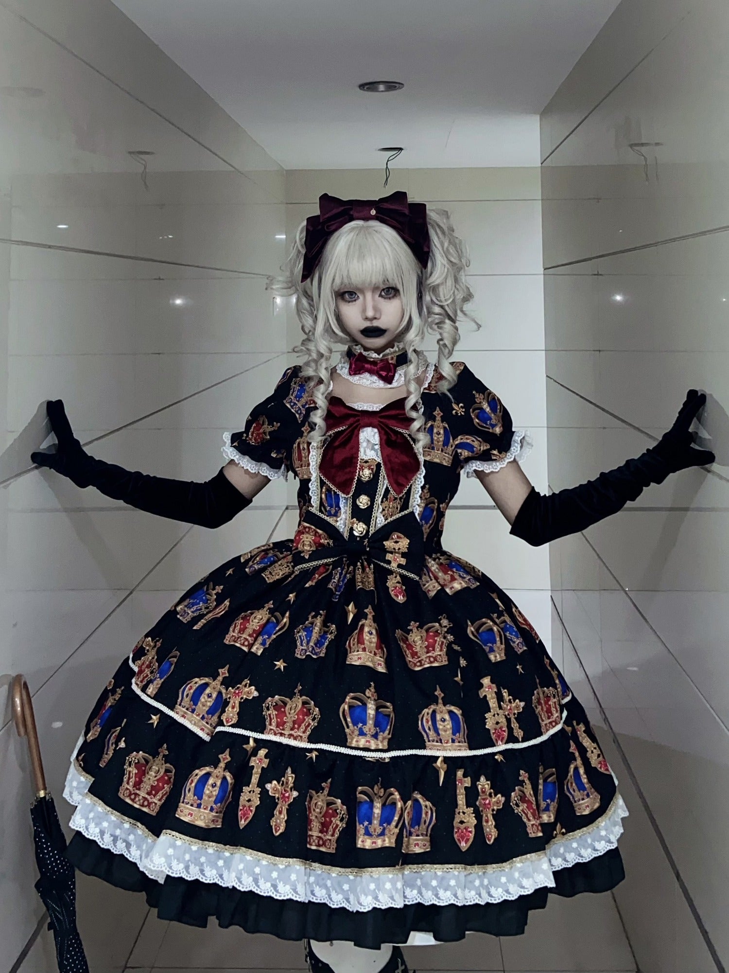 【再販・受注予約3/9まで】Star Crown ベルベットリボンのプリントワンピース