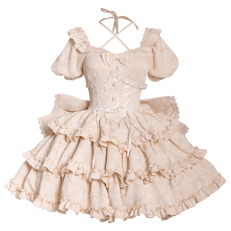 【予約販売】Puff Rose クロスネックワンピース 全4色