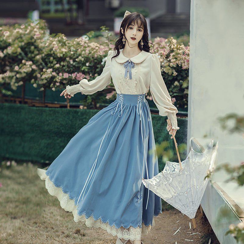 お嬢様風レトロクラシカルセットアップ 【長袖タイプ】 全7色