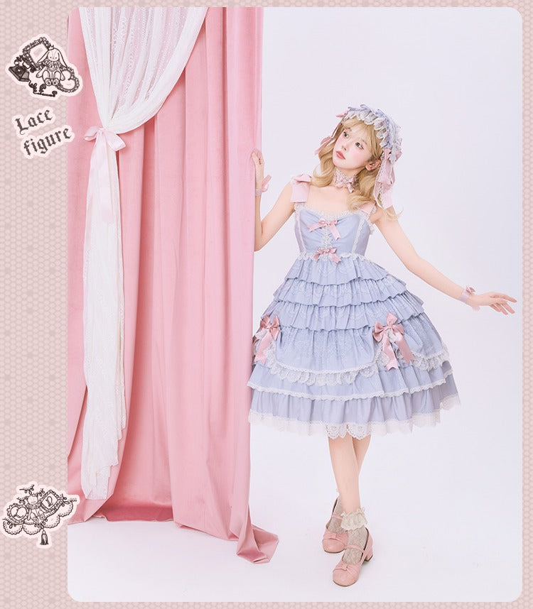 【再販・受注予約12/23まで】Lace Figure ティアードジャンパースカート