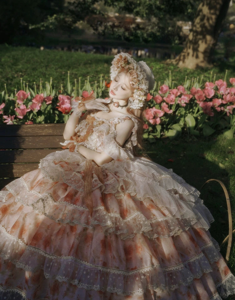 Rose Letter Orange Flower Princess Dress