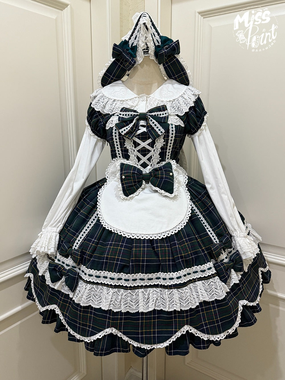 【受注予約10/15まで】Checkered Petal Rabbit うさ耳付き長袖ブラウス