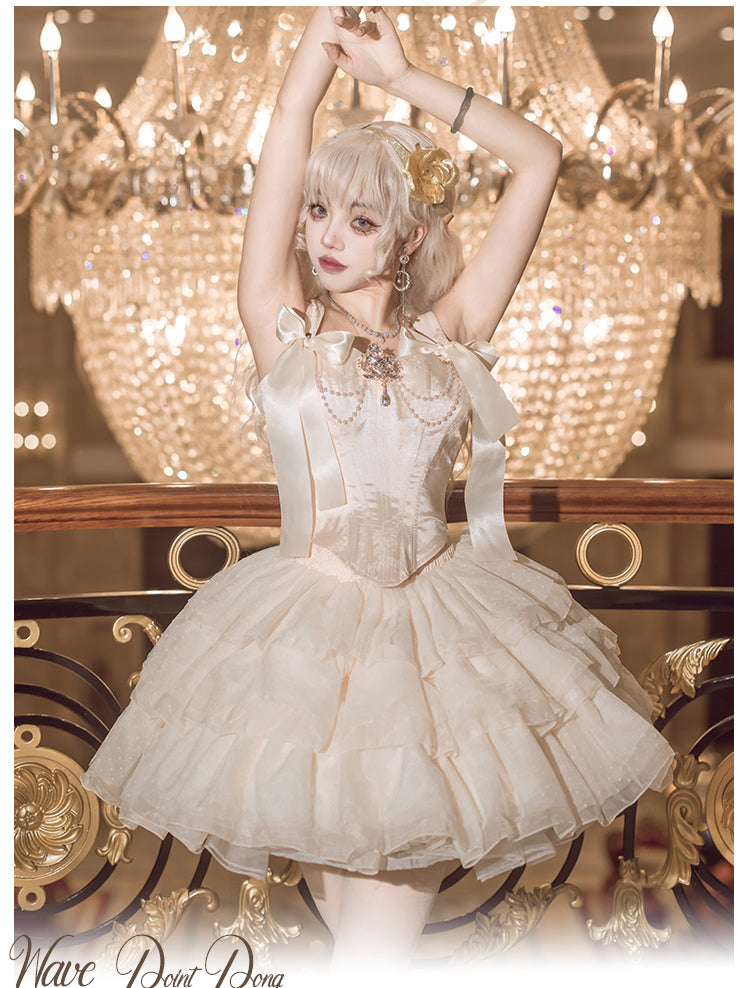 Cream Polkaフレンチガーリー  バレエ風セットアップ