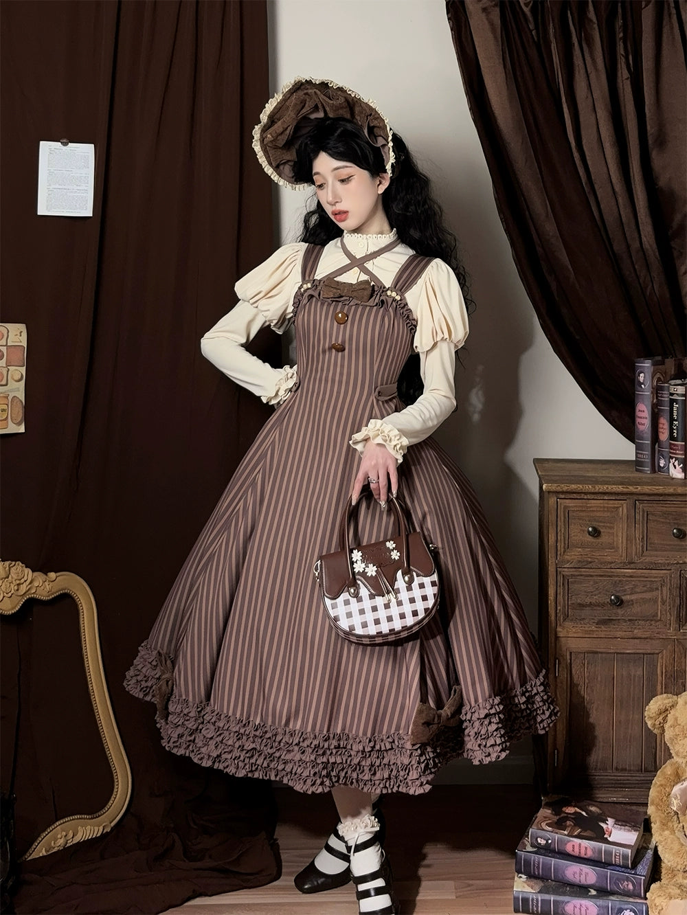 BABYショコラストライプジャンパースカート Chocolat Stripe JSK by BABYショコラストライプジャンパースカート Chocolat Stripe JSK by