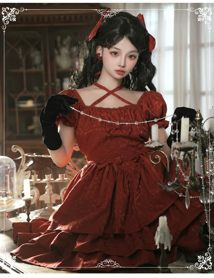 Rose of Thorns クロスネックリボンワンピース