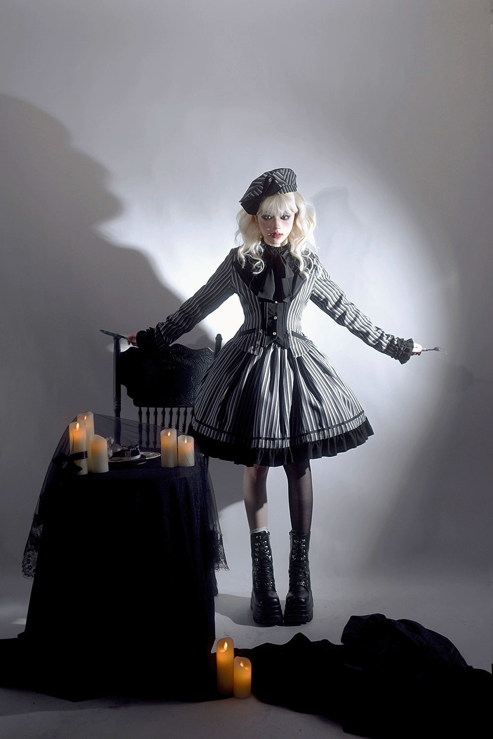 【予約販売】Classic Chocolat Stripe ストライプスカート・ショート丈