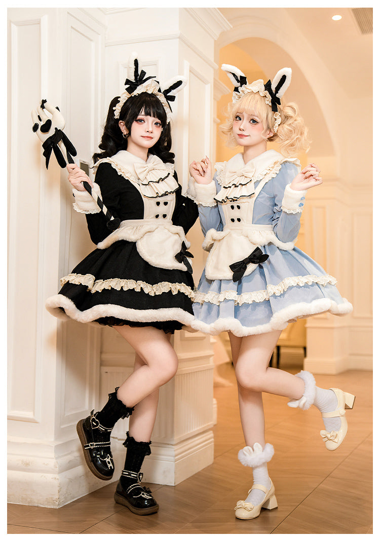 うさ耳アリス エプロン付きティアードワンピース7点セット