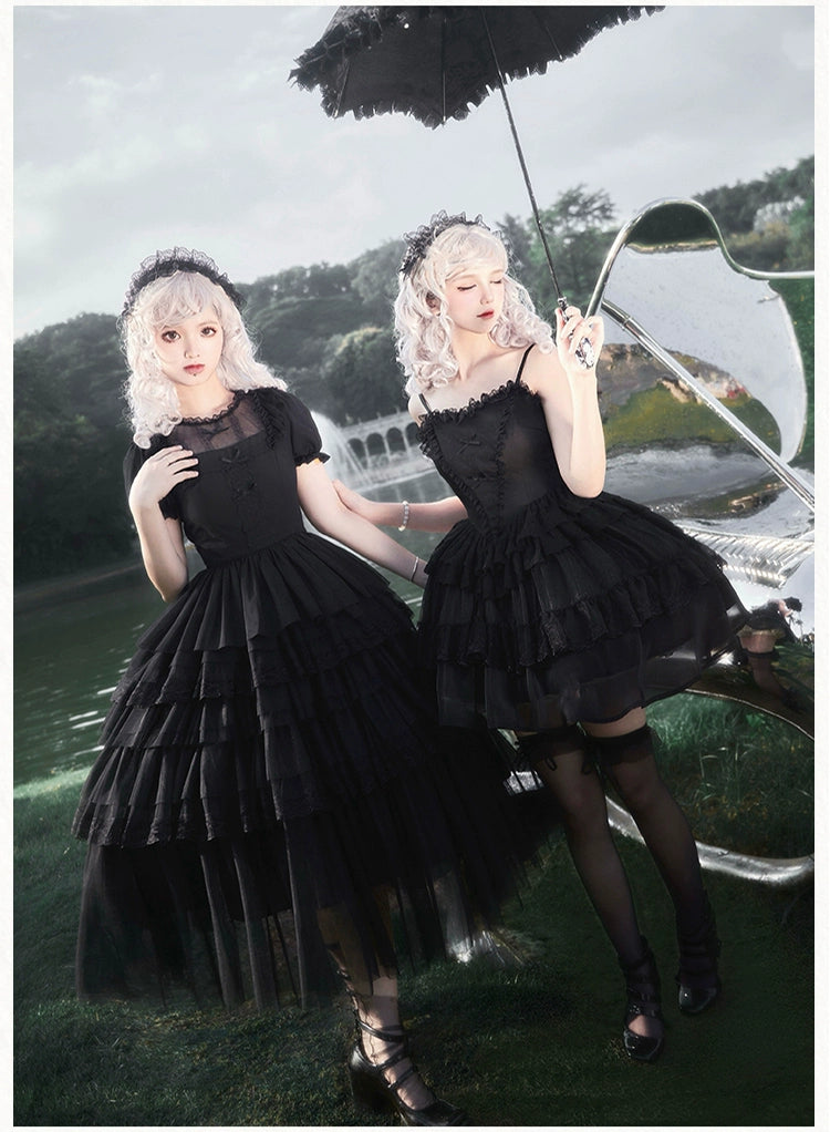 Dark Fairy 5-tiered ruffled tulle dress