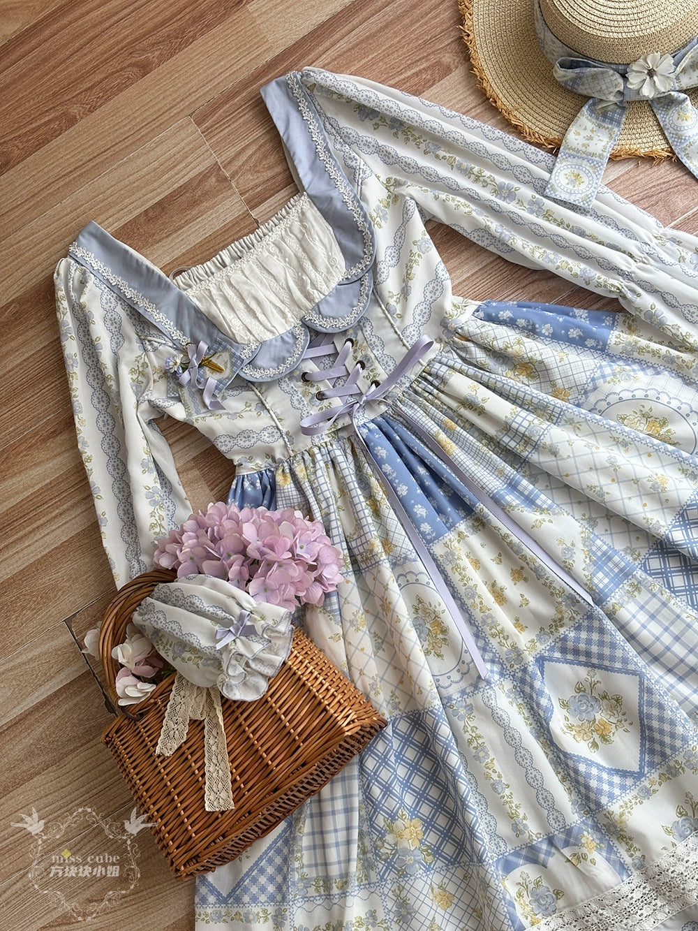 【予約販売】Pathwork Garden カントリー風長袖ワンピース