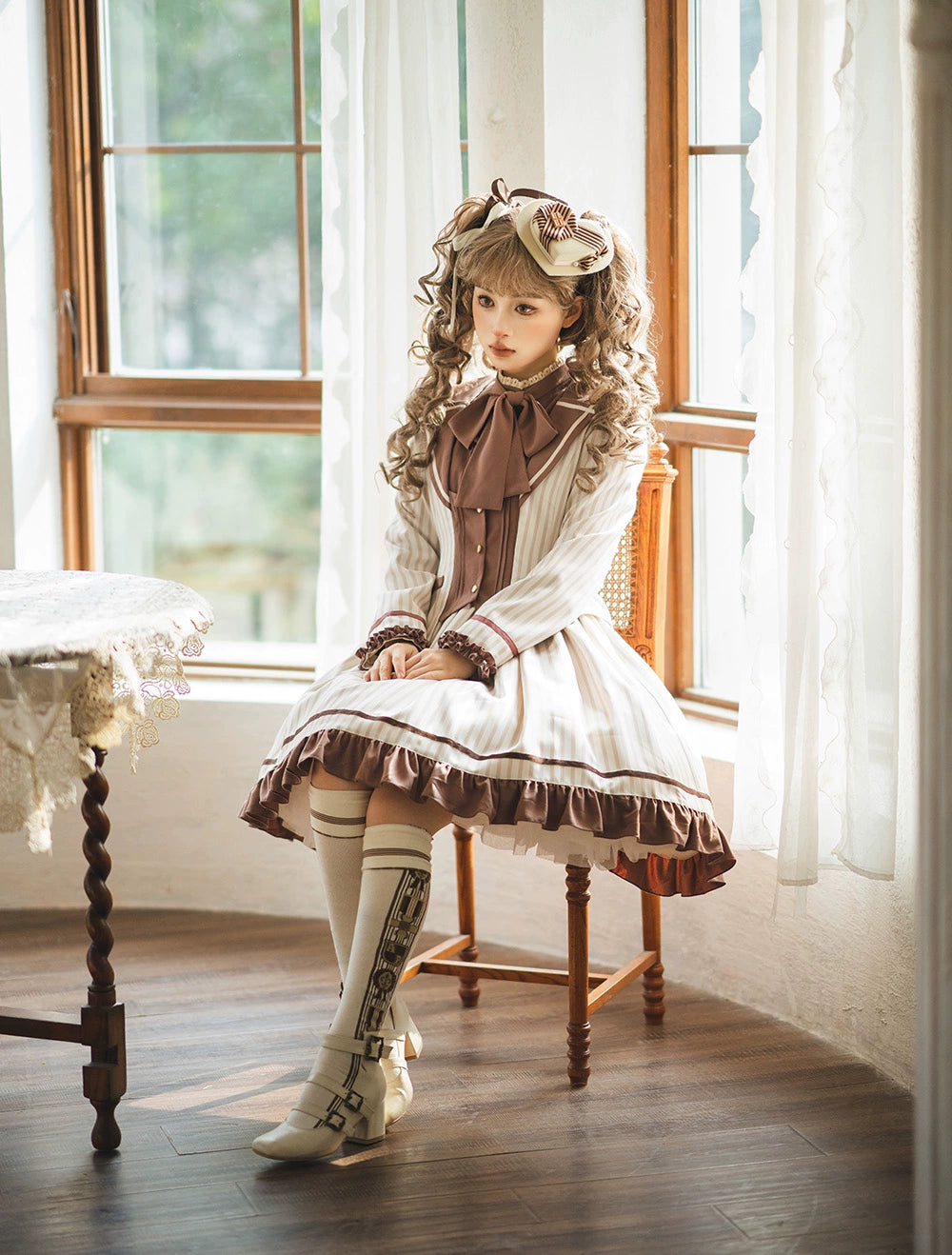 【予約販売】Classic Chocolat Stripe ストライプスカート・ショート丈