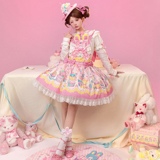 【受注予約1/26まで】Sweet Cup Cake プリントサスペンダースカート