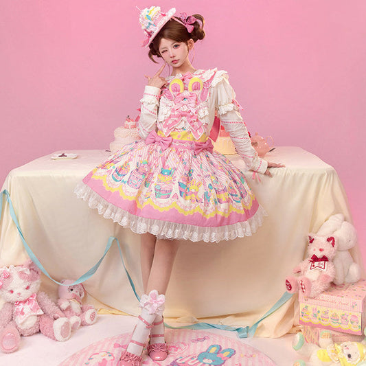 【受注予約1/26まで】Sweet Cup Cake プリントサスペンダースカート