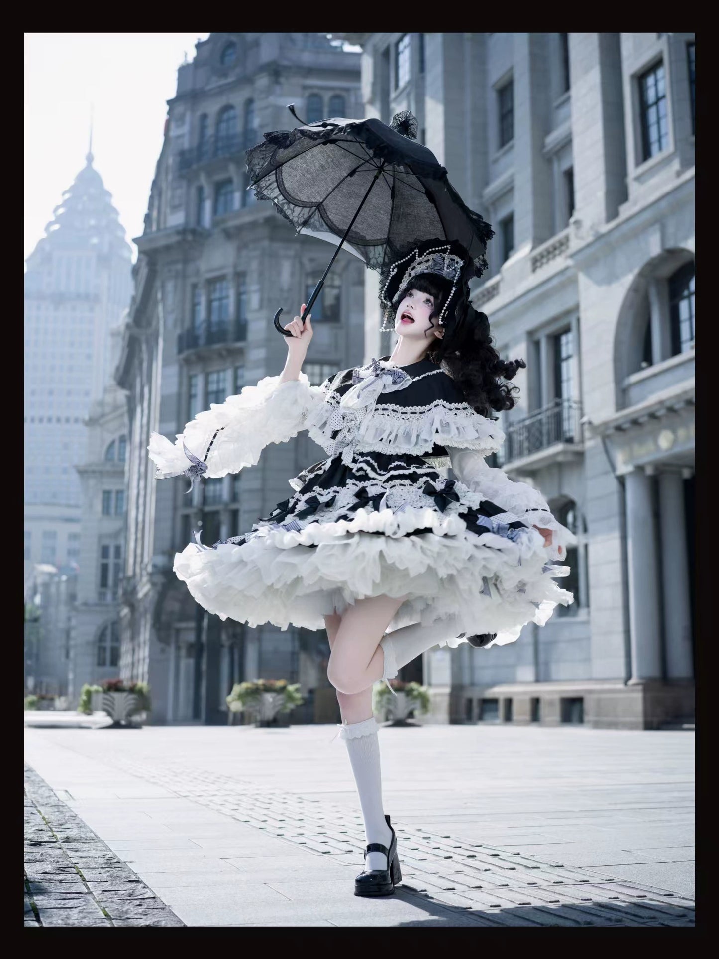 [Pre-orders available until 12/11] Concerto Out of Order Monotone Sweet Lolita Jumper Skirt Full Set