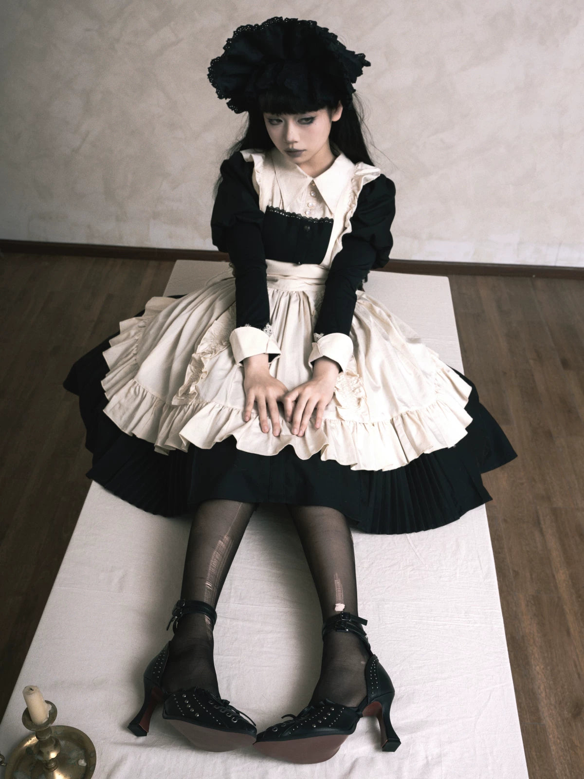 【Twilight Stud Vow】鋲×レース ダークゴシックポインテッドトゥパンプス