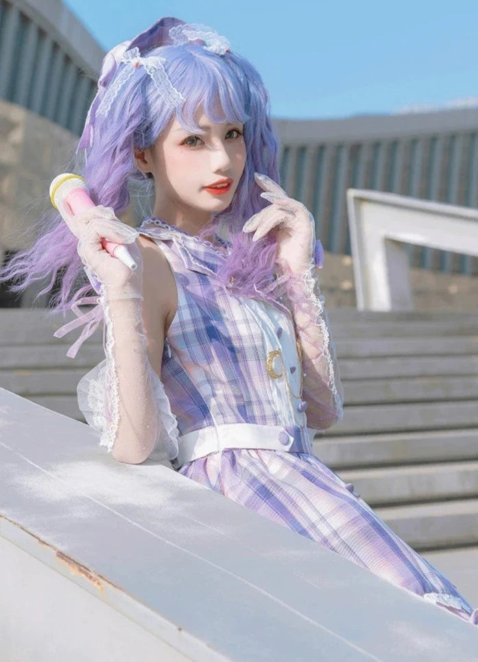 Starry and Radiant sweet check idol style jumper skirt