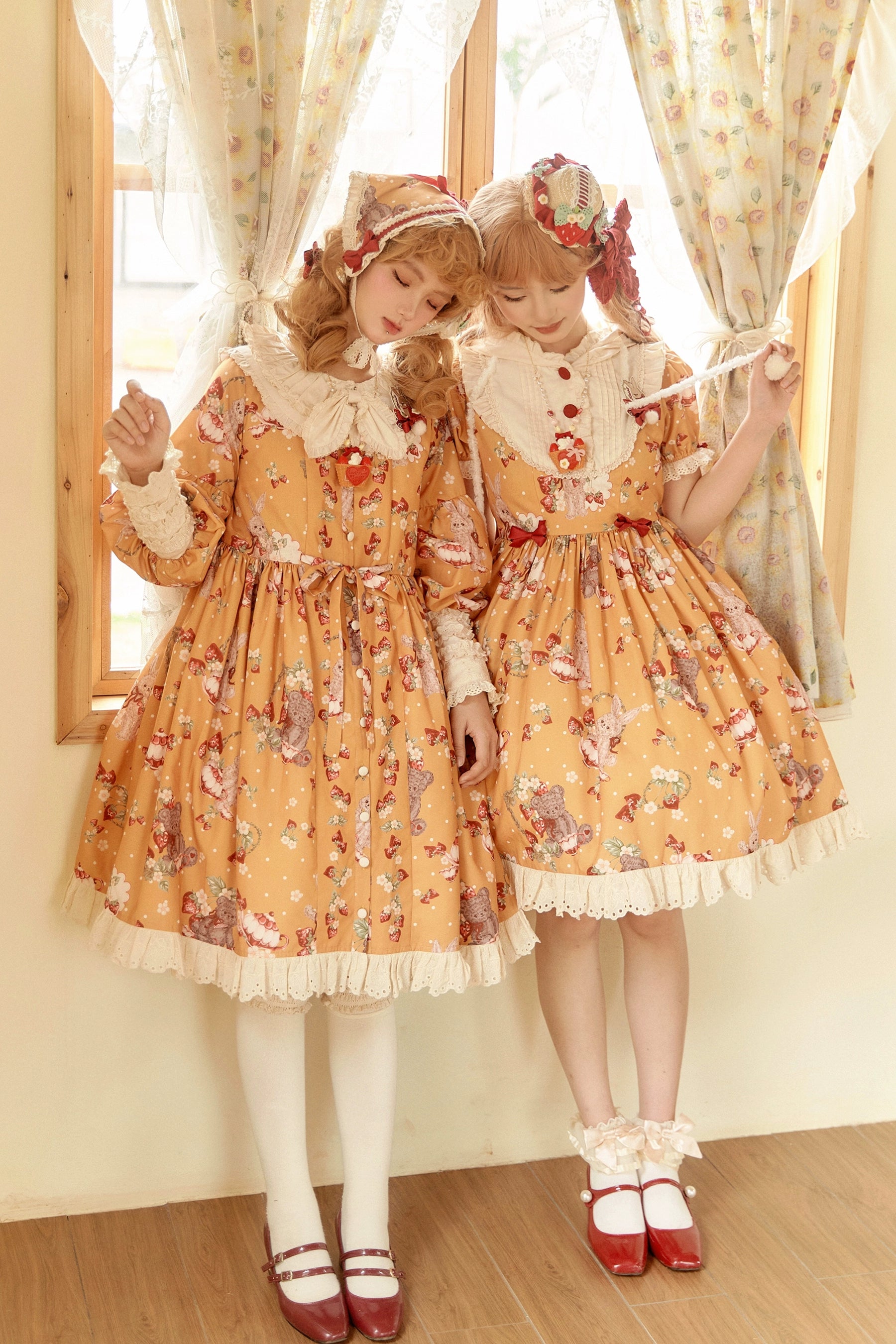 Bunny Bear Bunnyうさ耳付き長袖ワンピース・ショート丈