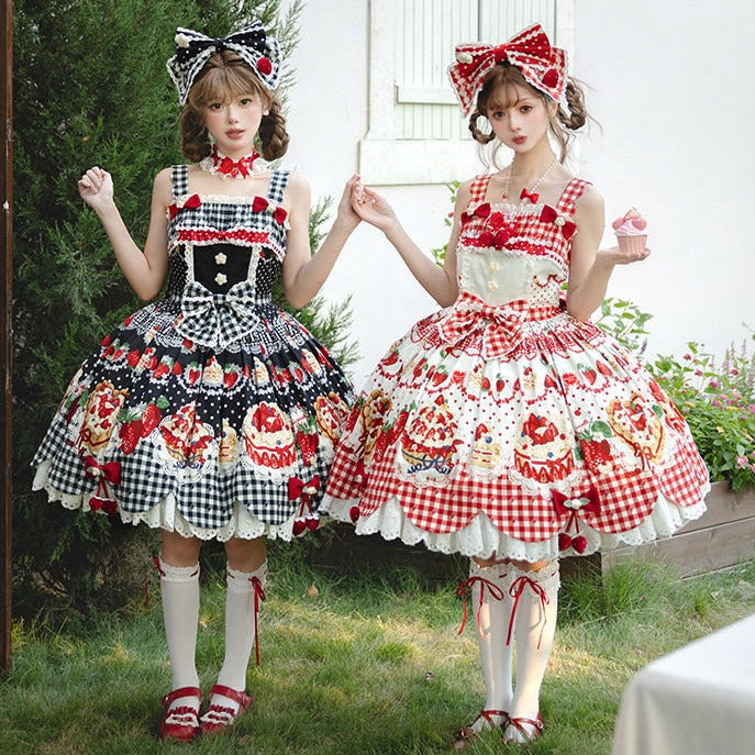 【再販・受注予約8/26まで】Strawberry Cake Guide プリントジャンパースカート