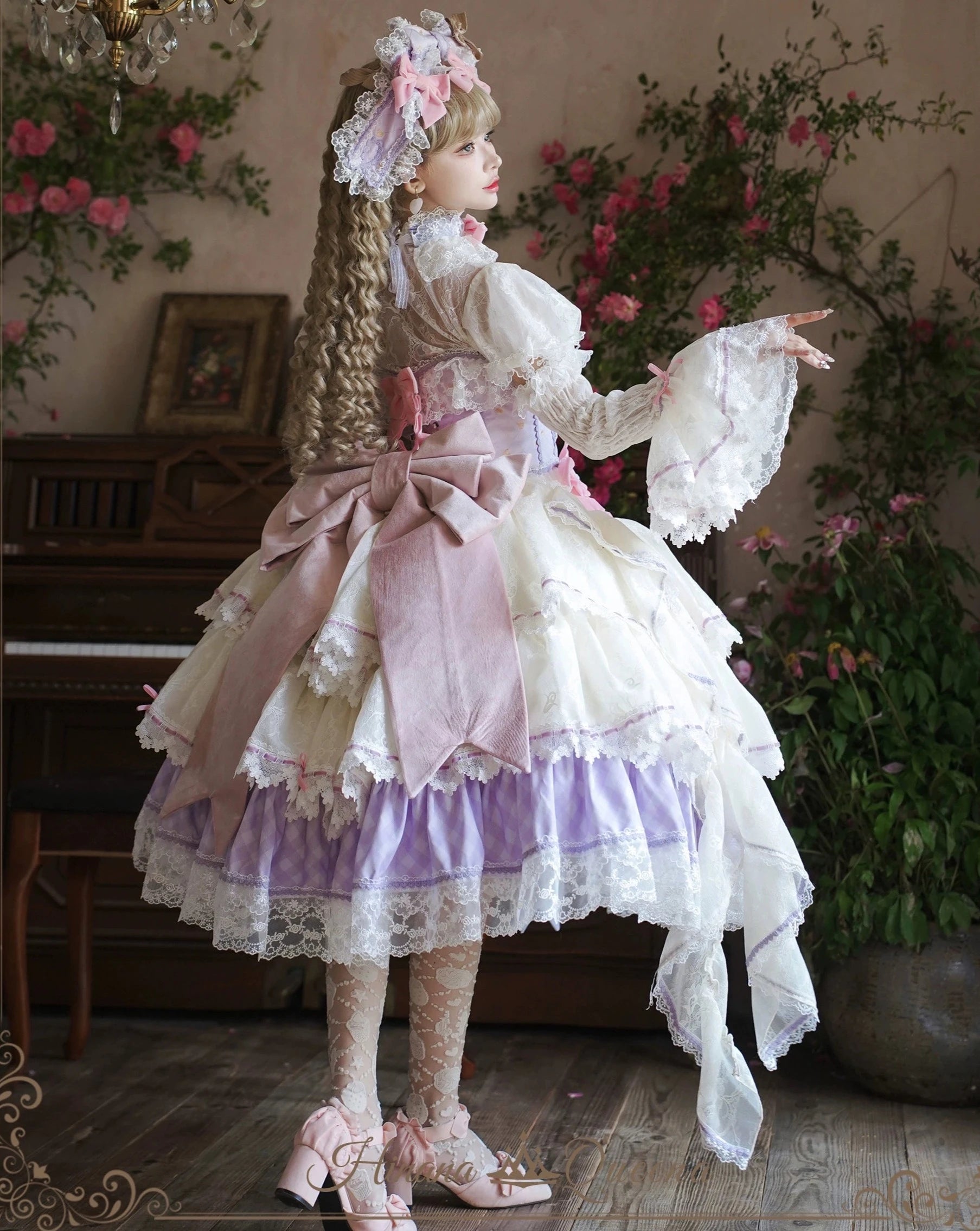 【再販・受注予約8/8まで】Dream Alice ラグジュアリーセットアップ／パープル／ショート丈