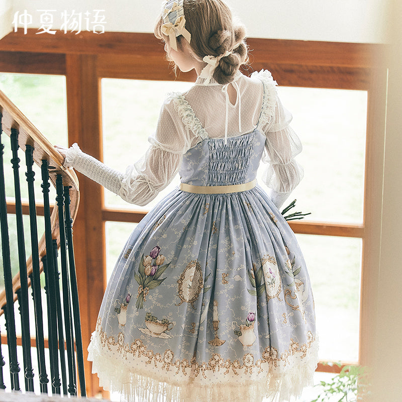 Tulip Tea Party レースとフリルのジャンパースカート