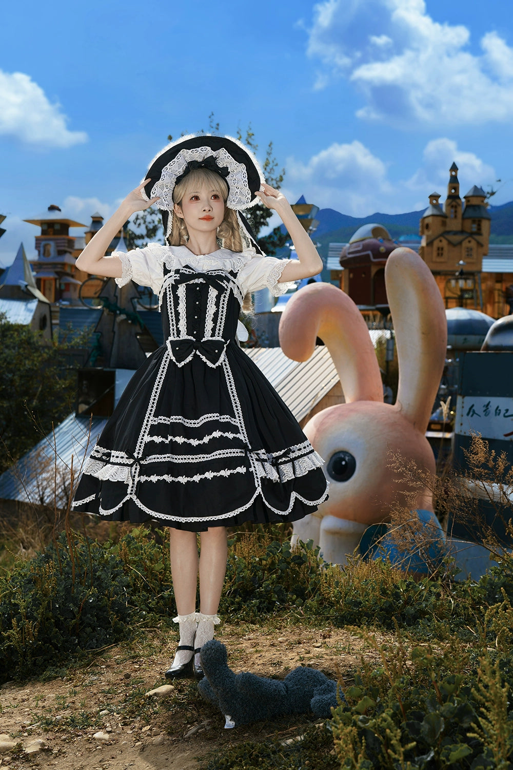 【予約販売】Antique Petal Rabbit うさ耳付き半袖ブラウス