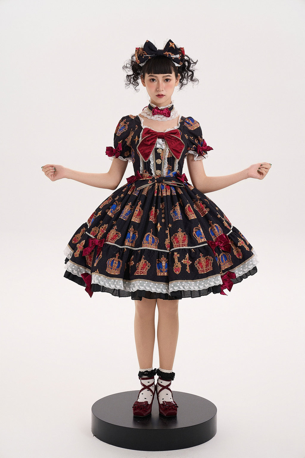 【再販・受注予約3/9まで】Star Crown ベルベットリボンのプリントワンピース