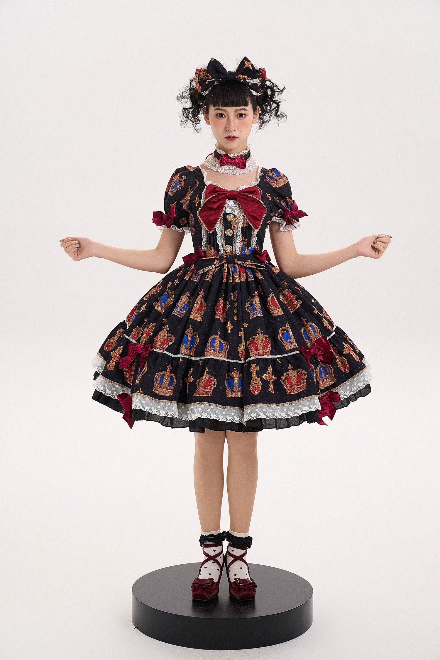 【再販・受注予約3/9まで】Star Crown ベルベットリボンのプリントワンピース