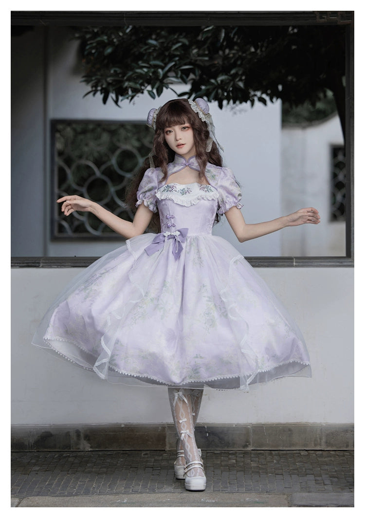 Lilac embroidery Mao collar Hana Lolita dress