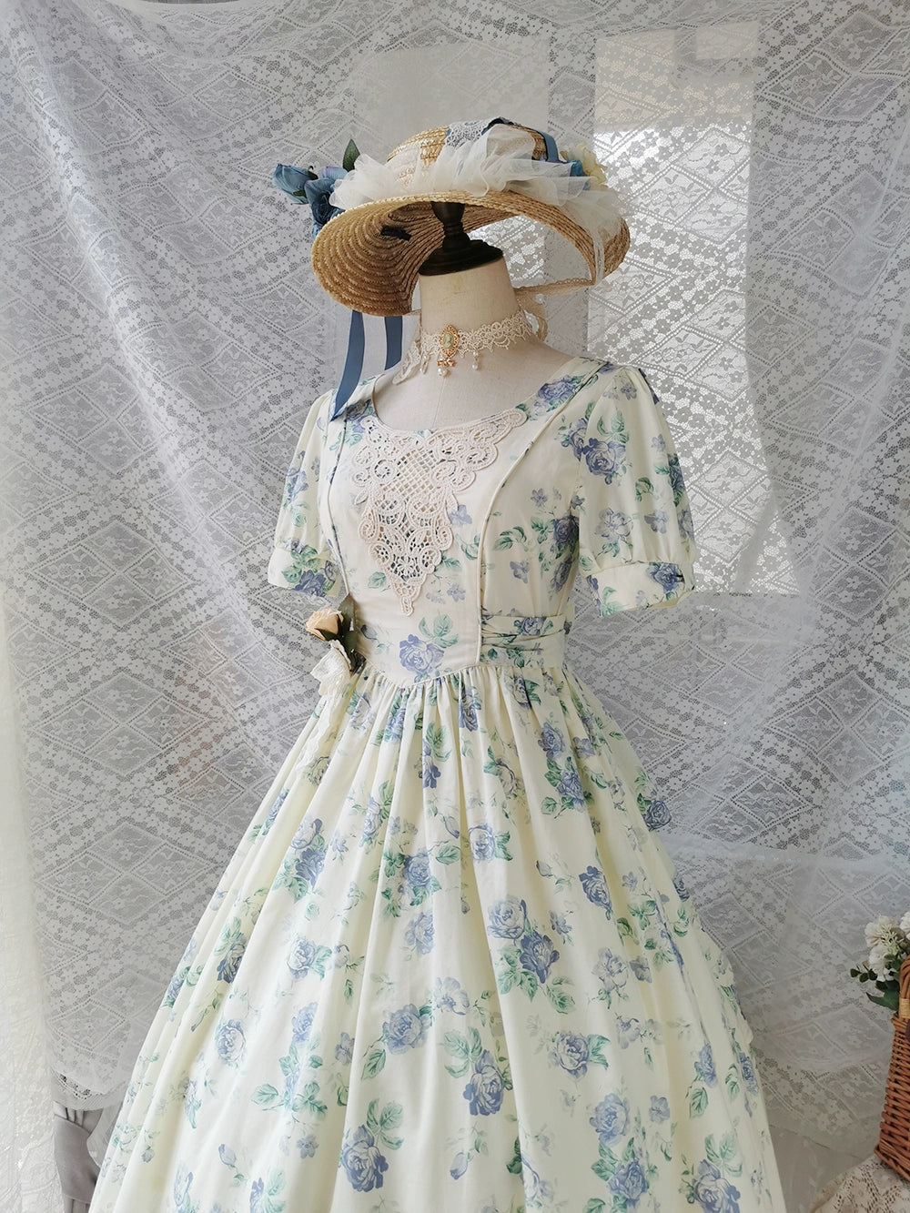 【予約販売】Rose Song ヴィンテージデザイン半袖ワンピース