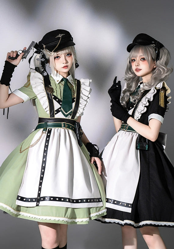 【受注予約5/22まで】少女兵器 エプロン付きワンピースセット・ブラック