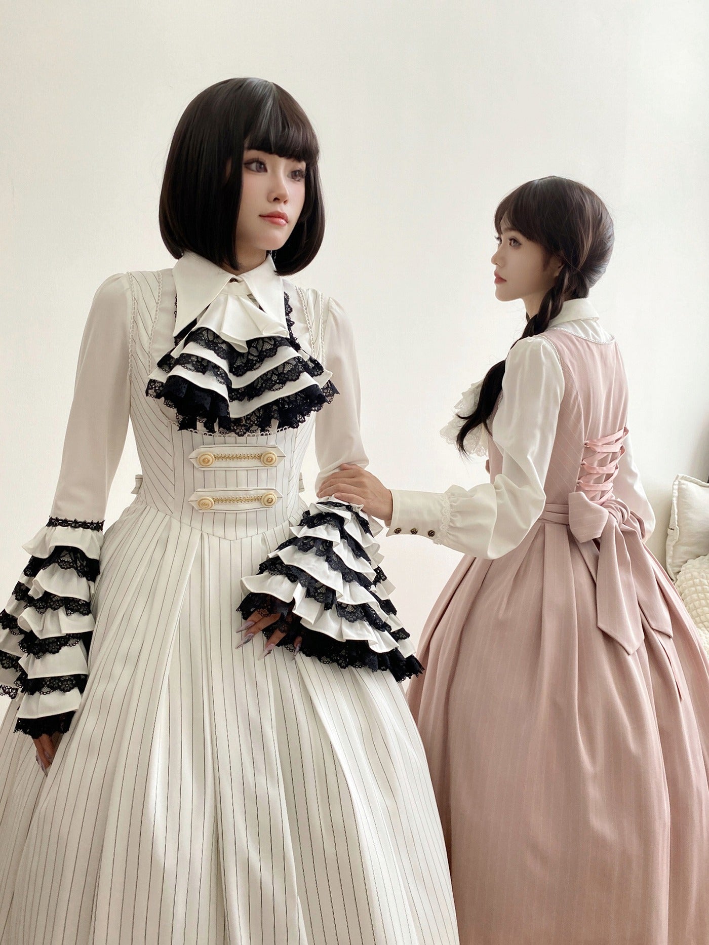 [Pre-orders available until 9/29] Bright Moon Corset Jumper Skirt Stripe [Pink]