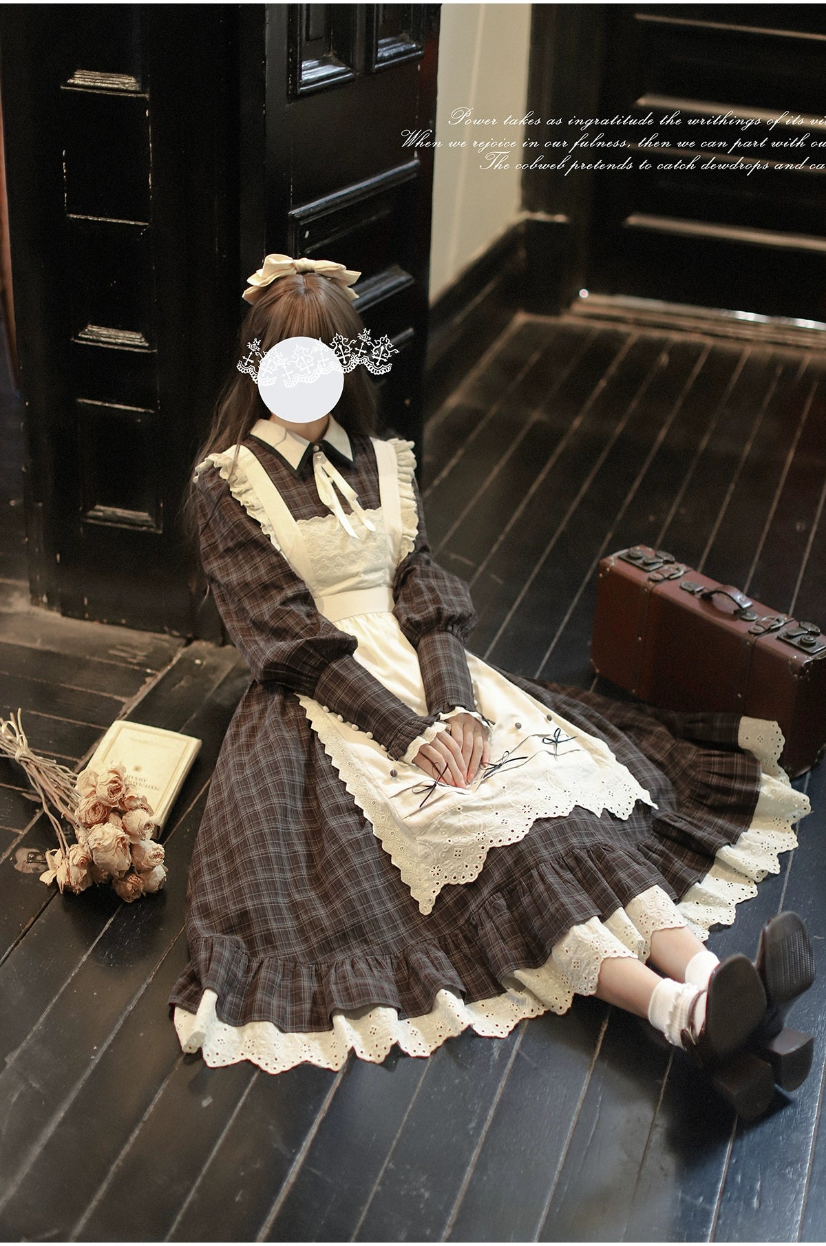 ブラウンチェックのエプロン付きレトロワンピース – ロリータ ブラウンチェックのエプロン付きレトロワンピース – ロリータ