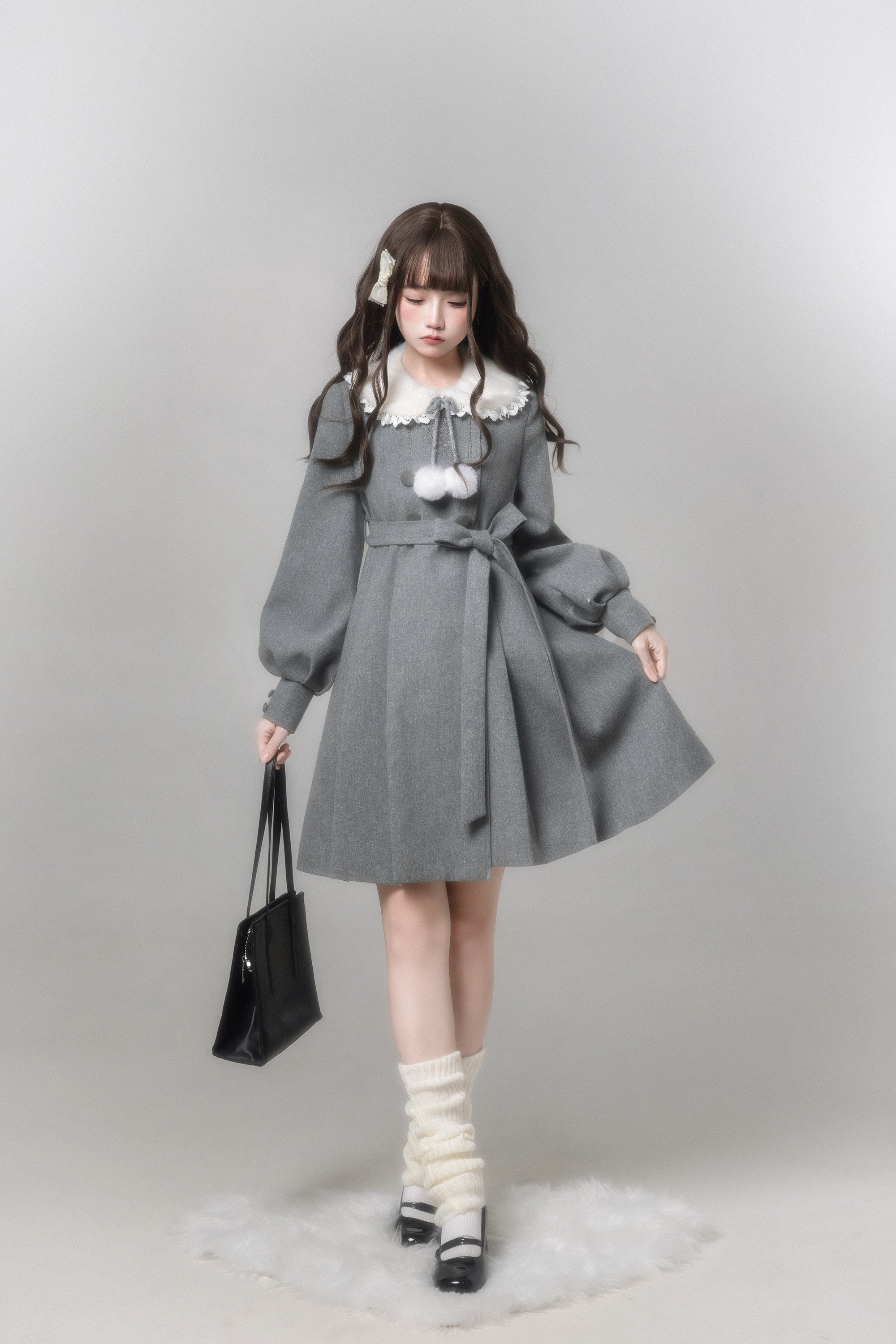 Miss Gray ふわふわ襟付きコート