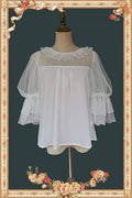 Sheer dot three-quarter length blouse